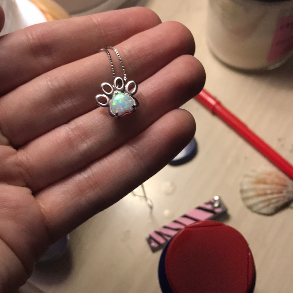 Adorable opal paw print necklace!